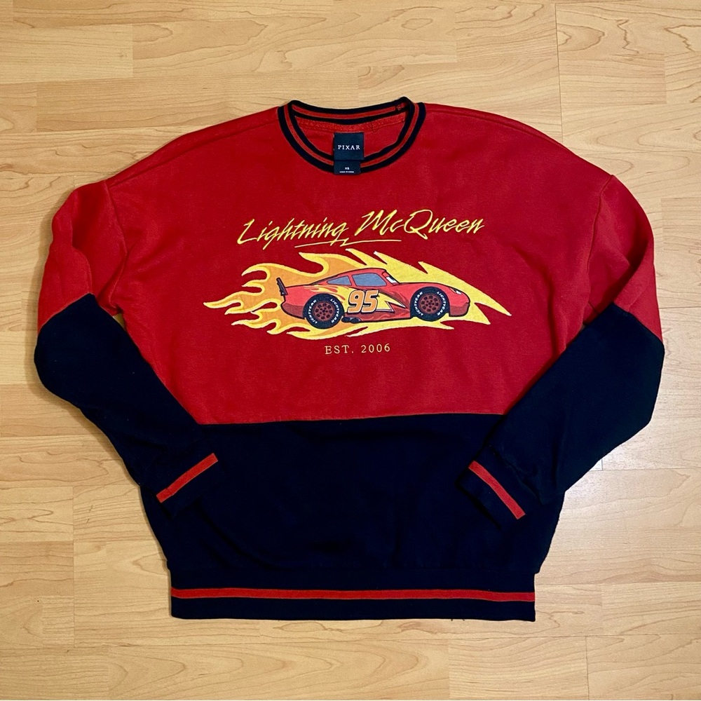 Disney Pixar Cars Lightning McQueen Crewneck Sweatshirt Red black BoxLunch XS